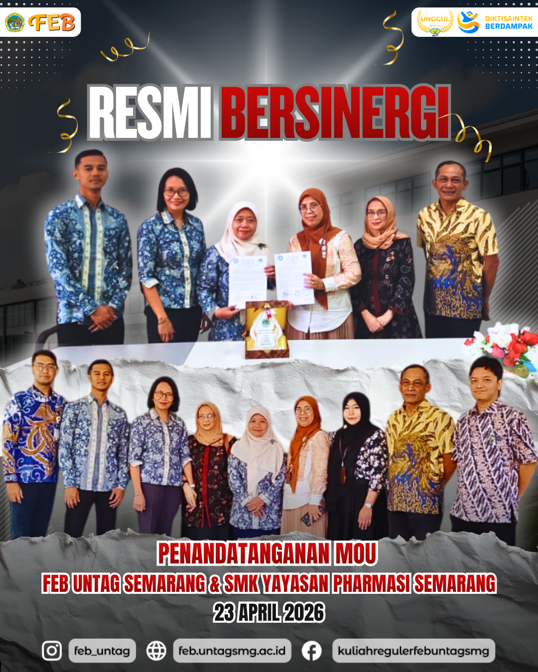 Resmi Bersinergi FEB Untag Semarang & SMK Yayasan Pharmasi Teken MoU